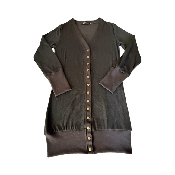 Merokeety Sweaters - Sophisticated Black Button-Front Cardigan